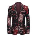 Men's Fashion Retro Party Blazer Regular Regular Fit Floral Single Breasted One-button Black White Pink Red Blue 2024
