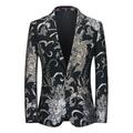 Men's Fashion Retro Party Blazer Regular Regular Fit Floral Single Breasted One-button Black White Pink Red Blue 2024