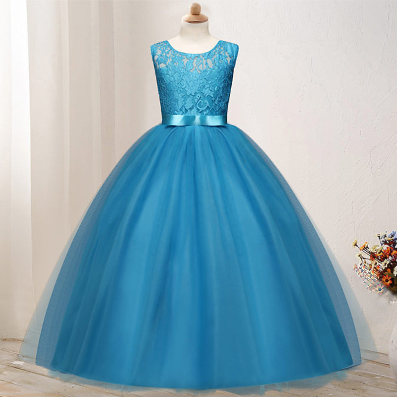 Kids Girls' Flower Girl Dress Dress Sleeveless Wedding Party Lace Mesh Cute Polyester Maxi Flower Girl's Dress Colorful purple Color powder White