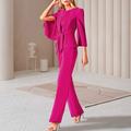Two Piece Jumpsuits Mother of the Bride Dress Wedding Guest Elegant Wrap Included Jewel Neck Ankle Length Stretch Chiffon 3/4 Length Sleeve with Bandage 2024