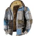 Halloween Barbed Wire Jacket Mens Graphic Hoodie Patchwork Prints Daily Classic Casual 3D Zip Fleece Holiday Vacation Going Out Hoodies Blue Purple Stitches Winter Grey Unanswerable Denim
