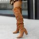 Women's Boots Suede Shoes Plus Size Heel Boots Outdoor Office Work Solid Color Over The Knee Boots Knee High Boots Thigh High Boots Winter Buckle Block Heel Chunky Heel Pointed Toe Vintage Casual