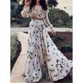 Women's Two Piece Dress Set Casual Dress Long Sleeve Boho Dress Boho Chic Dresses Vacation Bohemia Fashion Ruffle Print Long Dress Maxi Dress Off Shoulder Long Sleeve Butterfly Loose Fit White Summer