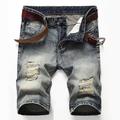 Men's Jeans Denim Shorts Jean Shorts Pocket Ripped Plain Comfort Breathable Daily Going out Vintage Fashion Blue Dark Blue