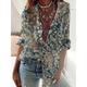 Women's Shirt Tunic Blouse Floral Daily Weekend Button Print Blue Long Sleeve Streetwear Casual Standing Collar Spring Fall