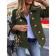 Women's Casual Jacket Button Down Spring Jacket Heated Jacket Outerwear Long Sleeve Fall Navy S