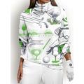 Women's Golf Pullover Sweatshirt White Long Sleeve Thermal Warm Top Cartoon Ladies Golf Attire Clothes Outfits Wear Apparel