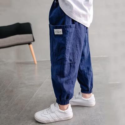 Kids Boys Pants Trousers Solid Color Soft Pants Casual Linen Fashion Daily ArmyGreen Black Blue Mid Waist