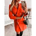 Women's OL Black Dress Blazer Dress Elegant Plain Mini Dress Button Shirt Collar Long Sleeve Loose Work Dress Office Fit Black White Yellow Spring Fall Dress