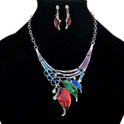 Jewelry Set Drop Earrings For Women's Party Special Occasion Anniversary Gemstone Crystal Synthetic Gemstones Crystal Leaf Multi-color / Pendant Necklace / Birthday / Gift