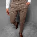 Men's Trousers Chinos Jogger Pants Plaid Dress Pants Pocket Lattice Breathable Outdoor Full Length Business Daily Cotton Blend Classic Smart Casual Black Blue Micro-elastic