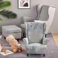 Stretch Wingback Chair Cover Floral Printed Wing Chair Slipcovers for Kids,Spandex Armchair Covers with Elastic Bottom for Living Room Bedroom Wingback Chair