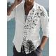 Men's Shirt Butterfly Graphic Prints Portrait Feather Turndown Red / White Green / Black White Blue White Black / Crystal Outdoor Street Long Sleeve Print Button-Down Clothing Apparel Fashion