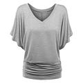 Women's Plus Size T shirt Tee BurgundyTee Plain Daily Going out Weekend Batwing Sleeve Black White Yellow Ruched Half Sleeve Streetwear Casual Preppy V Neck Regular Fit Summer Spring