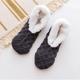 Women's Warm Solid Color Floor Socks Non Slip Plush Knitted Coral Fleece Socks No Show Socks