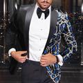 Men's Fashion Disco Sequin Blazer Jacket Leopard Blazer Plus Size Regular Tailored Fit Single Breasted One-button Black Gold Silver Red Royal Blue 2024