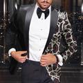 Men's Fashion Disco Sequin Blazer Jacket Leopard Blazer Plus Size Regular Tailored Fit Single Breasted One-button Black Gold Silver Red Royal Blue 2024