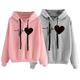 Couple's Hoodie Sweatshirt Pullover Heart Valentine's Day Casual Sports Print Drawstring Pink Gray Active Sportswear Hooded Long Sleeve Top Micro-elastic Spring Fall