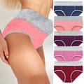 Women's Plus Size Basic Vacation Pure Color Shaping Panty Stretchy High Waist Cotton 5 Pieces Green M
