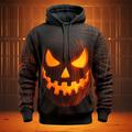 Halloween Mens Graphic Hoodie Cartoon Prints Daily Classic Casual 3D Pullover Holiday Going Out Hoodies Black Grey Custom Long Sleeve Circles Pumpkin Face Cotton