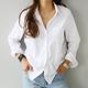 Shirt Blouse Women's White Solid Color Button Pocket Daily Basic Shirt Collar Regular Fit M / M