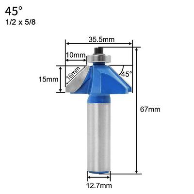 Woodworking Milling Cutter 45 Bevel Cutter Woodworking Slotting Trimming Cutter Engraving Machine Cutter Head 45 Bevel Cutter Chamfering Cutter