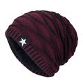 Men's Beanie Hat Winter Hats Cap Knit Cuffed Black Wine Acrylic Fibers Knitted Fleece Fashion Traditional / Classic Outdoor clothing Casual Daily Plain Warm