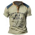 Funny Slang Old People Men's Casual 3D Print Henley Shirt T shirt Tee Sports Outdoor Casual Daily T shirt Blue Green Khaki Short Sleeve Lace Up Neck Henley Shirt Spring Summer Clothing Apparel