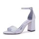 Women's Heels Wedding Shoes Sandals Block Heel Sandals Ankle Strap Sandals Bridal Shoes Chunky Heel Open Toe Minimalism Satin Ankle Strap Silver Green / Blue Black