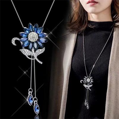 Korean Version Of Autumn And Winter Crystal Sweater Chain Necklace Wholesale High-end Women's Long Chain Versatile Tassel Pearl Pendant With Accessories