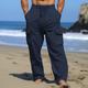 Men's Cargo Pants Linen Pants Trousers Summer Pants Drawstring Multi Pocket Straight Leg Plain Comfort Breathable Outdoor Daily Going out Linen / Cotton Blend Fashion Casual White