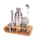 Insulated Cocktail Shaker Bartender Kit Cocktail Shaker Mixer Stainless Steel 350ml Bar Tool Set with Stylish Bamboo Stand Perfect Home Bartending Kit and Martini Cocktail Shaker Set