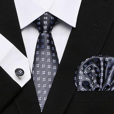 Men's Ties Pocket Square Cufflinks Sets Work Wedding Formal Style Classic Plaid Daily events