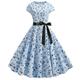 Women's Party Dress Vintage Tea Dresses Swing Dress A Line Dress Midi Dress Black White Pink Short Sleeve Print Bow Summer Spring Crew Neck Vintage Party Birthday Vacation 2023