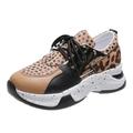 Women's Sneakers Plus Size Fantasy Shoes Wedge Sneakers Outdoor Daily Color Block Summer Wedge Heel Round Toe Fashion Sporty Casual Running Tennis Shoes Walking PU Leather Polyester Lace-up Leopard
