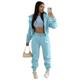 Solid Casual 3 Piece Set, Zip Up Hooded Jacket Sleeveless Crew Neck Tank Top Drawstring Elastic Waist Jogger Pants Outfits, Women's Clothing