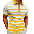 Men's Zip Polo Polo Shirt Casual Daily Quarter Zip Short Sleeve Fashion Basic Stripe Horizontal Stripes Zipper Summer Regular Fit White Yellow Red Navy Blue Brown Zip Polo