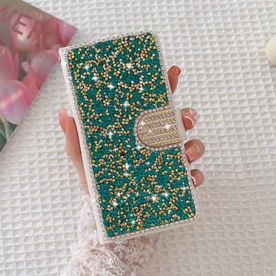 Phone Case For Samsung Galaxy S24 S23 S22 S21 S20 Plus Ultra A55 A35 A25 A15 5G A54 A34 A14 A53 A33 A32 A22 Wallet Case Bling Rhinestone with Phone Strap Glitter Shine Crystal Diamond PU Leather