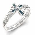 cross religious belief ring silver-plated diamond ring ladies