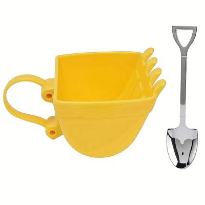 Excavator Bucket Coffee Mug, 330ml Creative Construction Machine Excavator Bucket Cup With Digger Spoon, Gift For Lover Or Father, Christmas Gift Xmas Gift