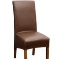 Waterproof Dining Chair Cover Black Stretch Chair Slipcover PU Leather High Back Chair Seat Cover Protector with Elastic Band for Dining Room,Wedding