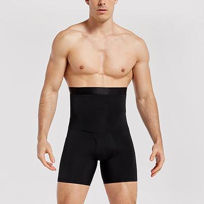 Men's Shapewear Waist Trainer Body Shaper Pure Color Simple Home Daily Nylon Slimming Elastic Waist Winter Fall Black White