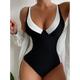 Women's Swimwear One Piece Monokini Bathing Suits Normal Swimsuit Tummy Control High Waisted Color Block Strap Vacation Beach Wear Bathing Suits