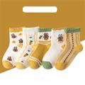 Kids Unisex 5 Pairs Socks Cherry blossom colorful bunny Cute flower bunny Print Print Spring Fall Cute Daily Wear 1-12 Years