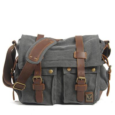 Men's Crossbody Bag Messenger Bag Crossbody Bag Canvas Cowhide Outdoor Going out Dark Gray ArmyGreen Charcoal black