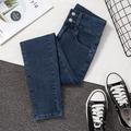 Women's Blue gray Black Blue Plain Denim Office Daily Retro Basic Classic Cotton Denim Regular Fit S