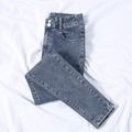 Women's Blue gray Black Blue Plain Denim Office Daily Retro Basic Classic Cotton Denim Regular Fit S