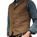 Men's Vest Waistcoat Wedding Event / Party Holiday Wedding Party Vintage 1920s Spring Fall Pocket Polyester Breathable Pure Color Single Breasted V Neck Regular Fit Black Army Green Light Grey Green