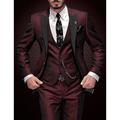 Burgundy Gray Men's Prom Suits Wedding Party Suits Solid Colored 3 Piece Daily Business Plus Size Single Breasted One-buttons 2024