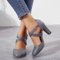 Women's Heels Pumps Heel Sandals Plus Size Ankle Strap Sandals Office Daily Solid Color Summer Buckle High Heel Chunky Heel Round Toe Elegant Vintage Fashion PU Buckle Black Blue Grey